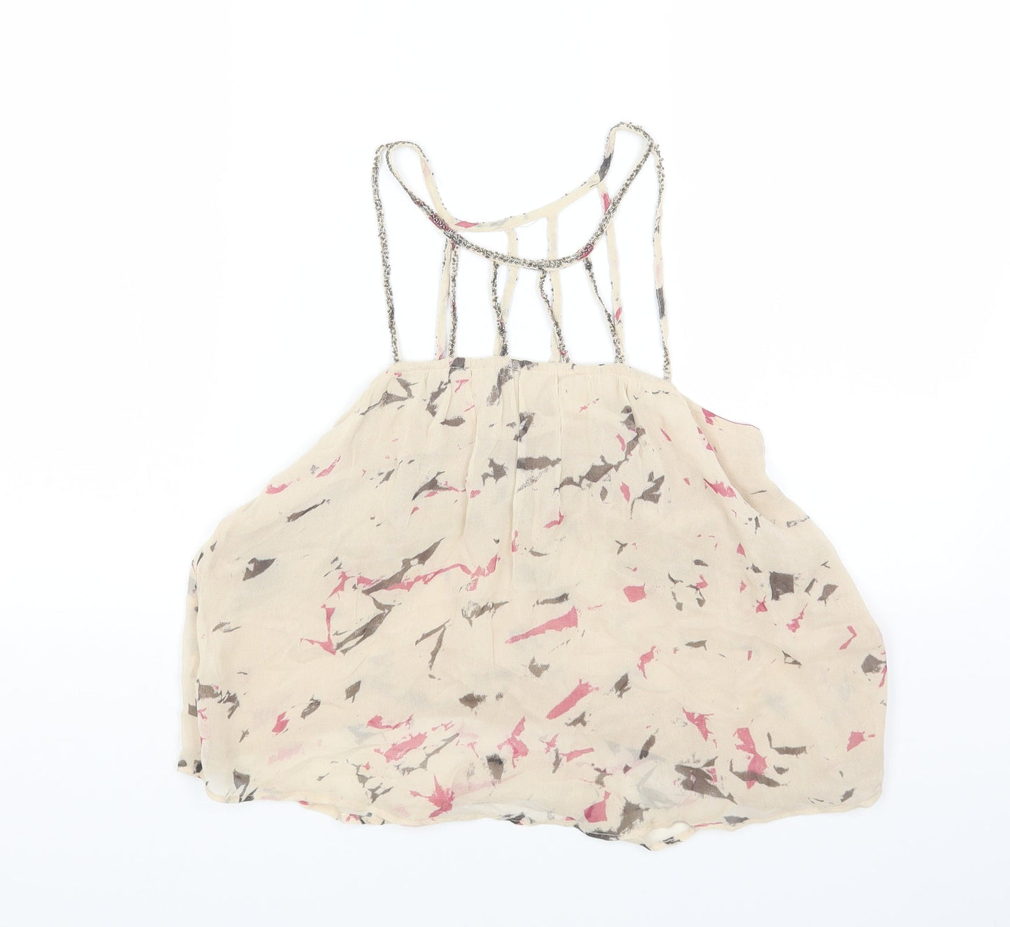 Womens UK Size 8 Preworn Beige Cropped Tank