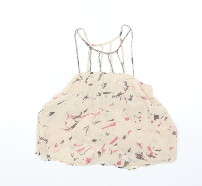 Womens UK Size 8 Preworn Beige Cropped Tank