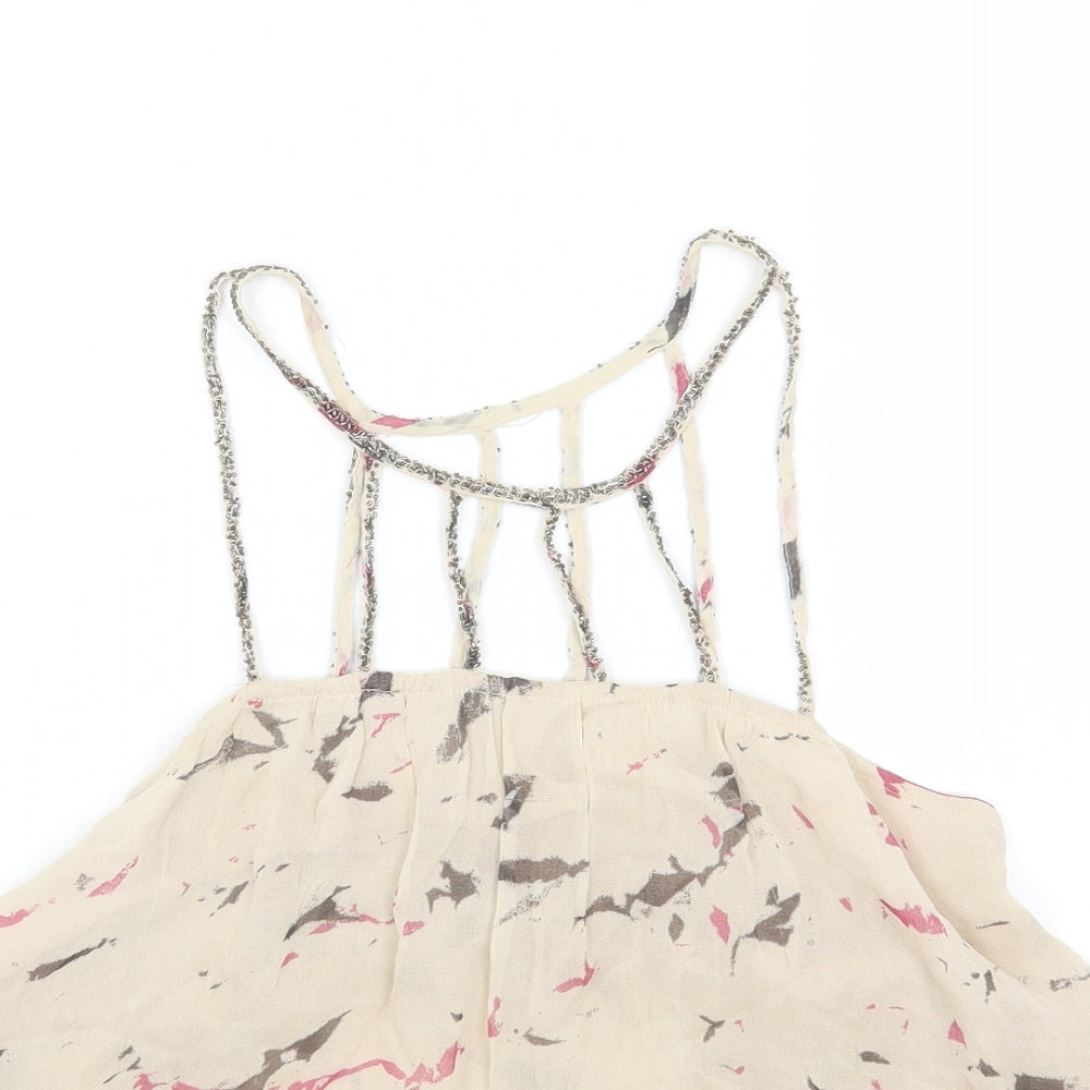 Womens UK Size 8 Preworn Beige Cropped Tank