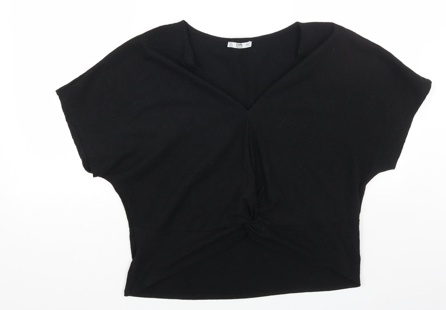 Womens UK Size L Zara Black Basic T-Shirt