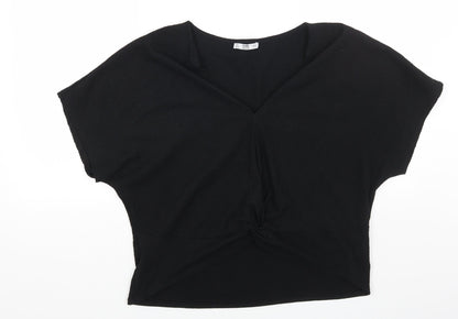 Womens UK Size L Zara Black Basic T-Shirt