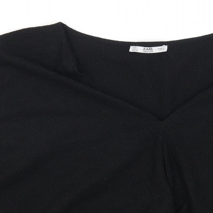 Womens UK Size L Zara Black Basic T-Shirt