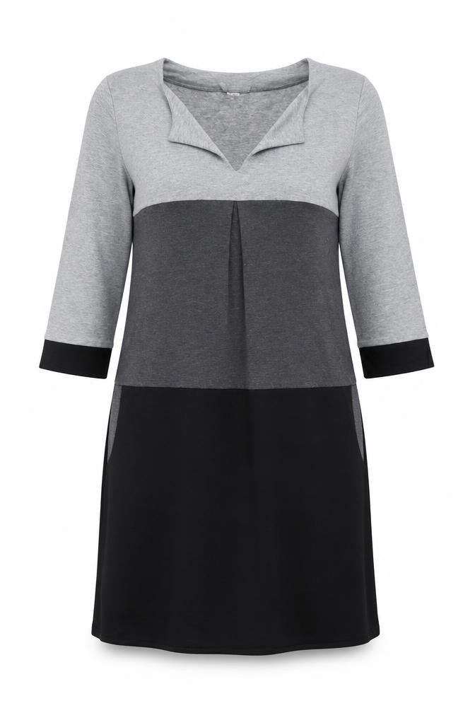 Preworn Womens Grey Colourblock Polyester A-Line Size S V-Neck Pullover