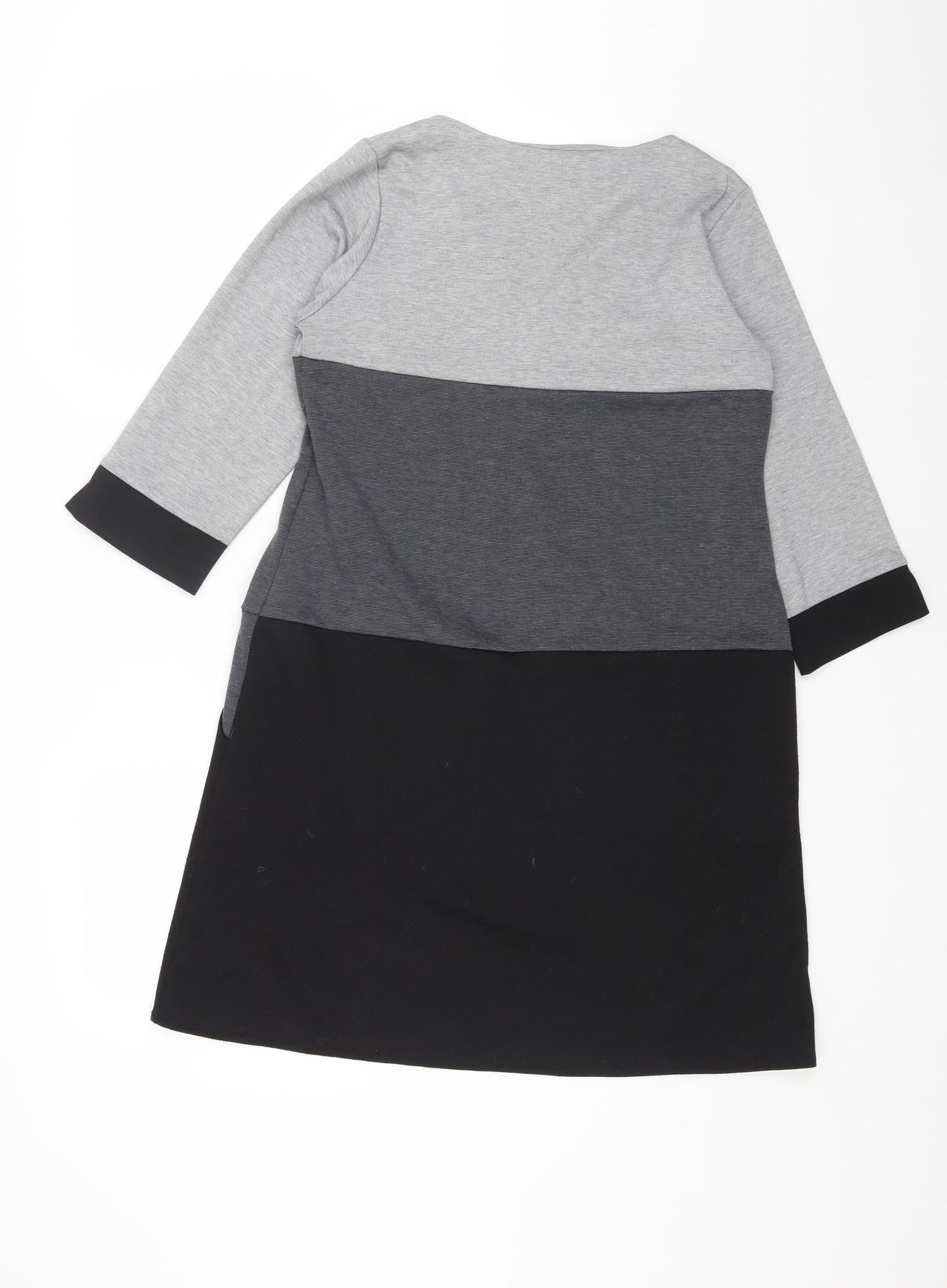 Preworn Womens Grey Colourblock Polyester A-Line Size S V-Neck Pullover