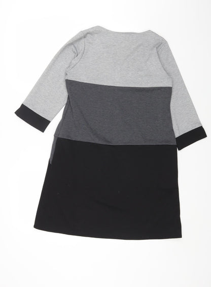 Preworn Womens Grey Colourblock Polyester A-Line Size S V-Neck Pullover