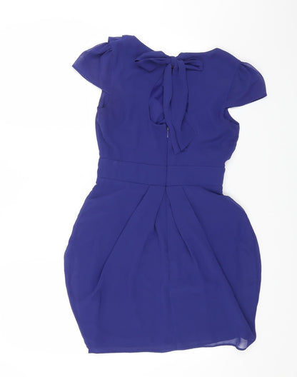River Island Womens Blue Polyester Mini Size 10 Round Neck Zip