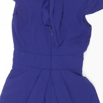 River Island Womens Blue Polyester Mini Size 10 Round Neck Zip