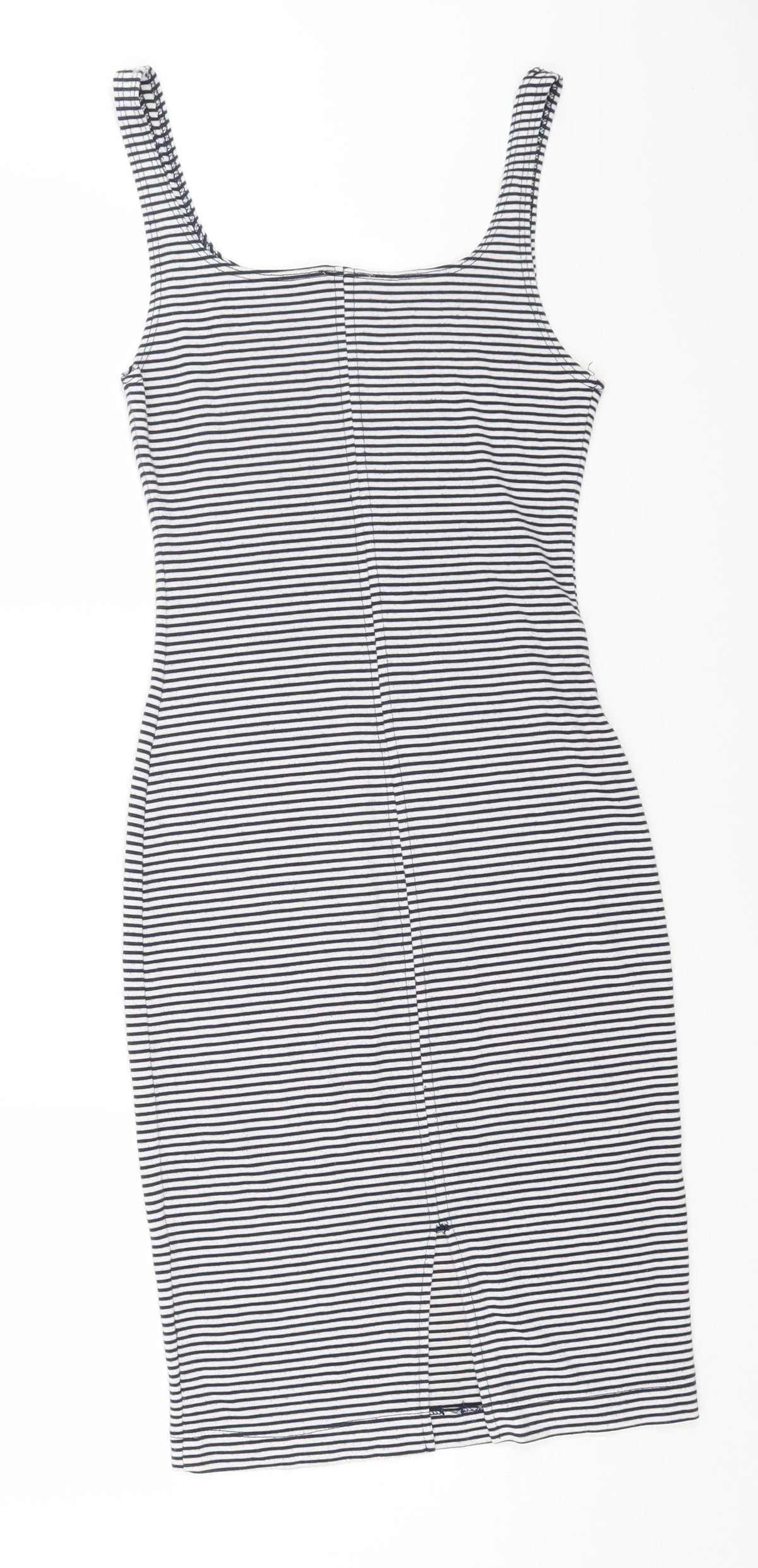 Zara Womens Multicoloured Striped Polyester Bodycon Size M Square Neck Pullover