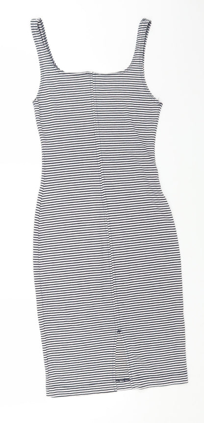 Zara Womens Multicoloured Striped Polyester Bodycon Size M Square Neck Pullover