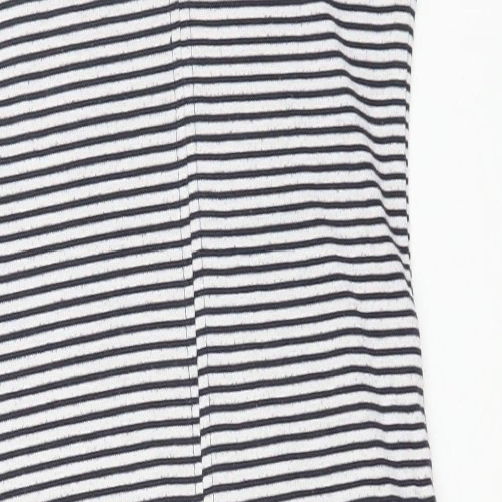 Zara Womens Multicoloured Striped Polyester Bodycon Size M Square Neck Pullover