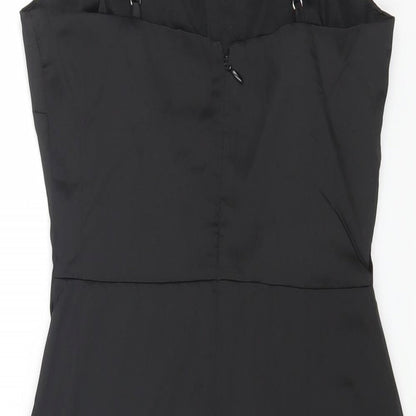Missguided Womens Black Polyester Bodycon Size 8 Square Neck Zip