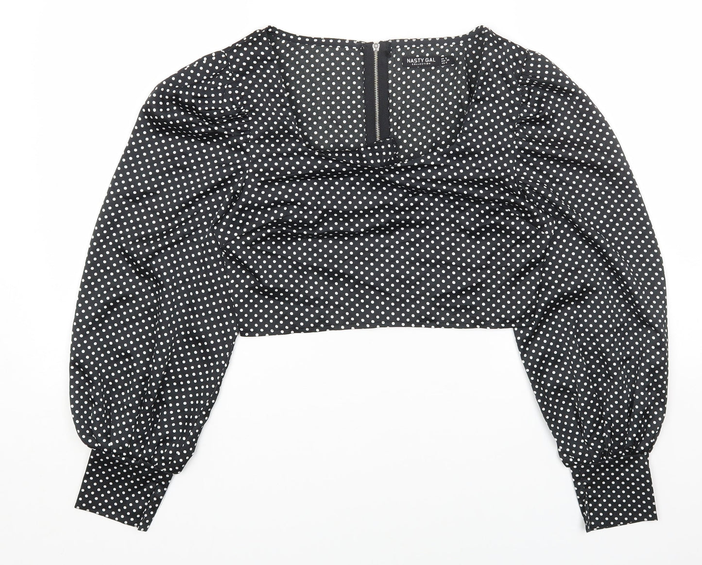 Womens UK Size 8 Nasty Gal Black Cropped Blouse