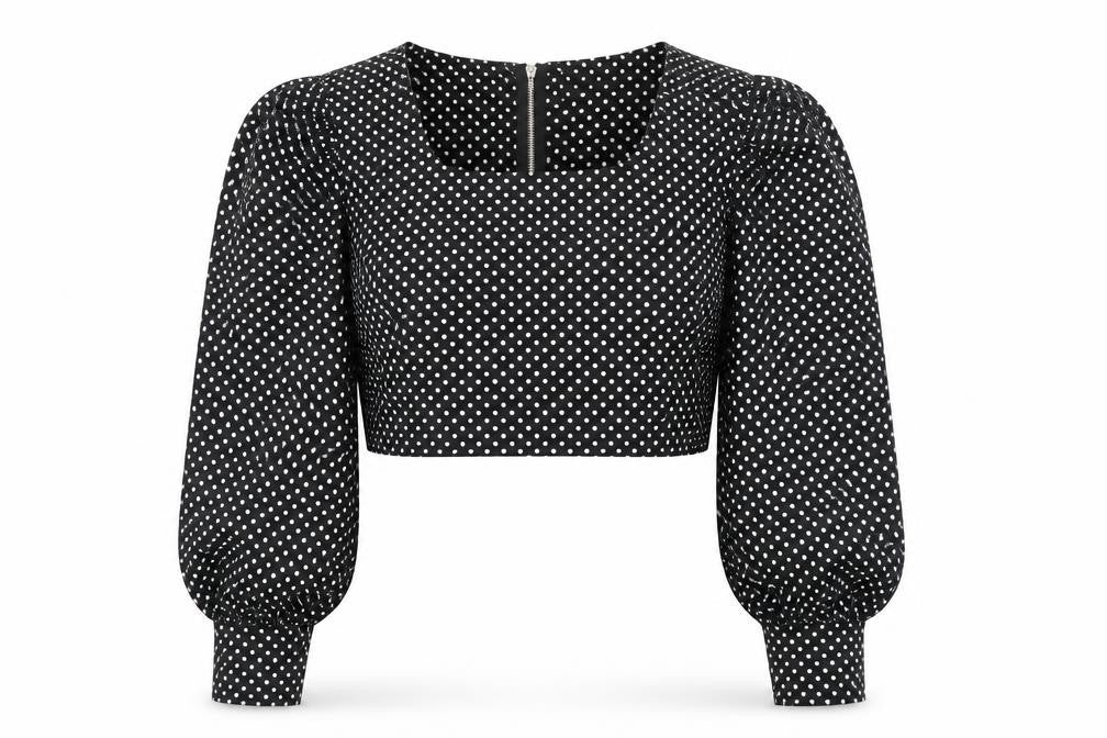 Womens UK Size 8 Nasty Gal Black Cropped Blouse
