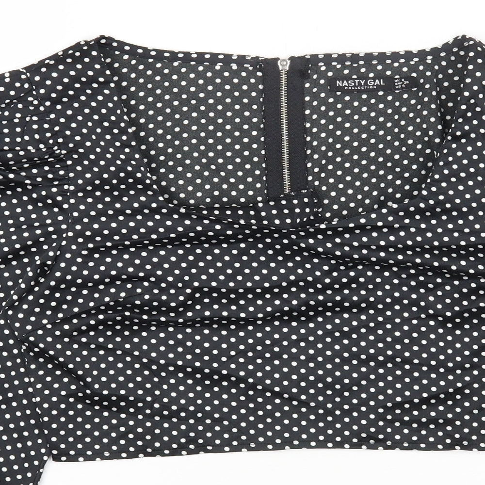 Womens UK Size 8 Nasty Gal Black Cropped Blouse