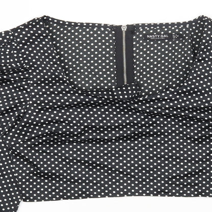 Womens UK Size 8 Nasty Gal Black Cropped Blouse