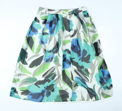 Per Una Womens Ivory Geometric Polyester Swing Skirt Size 10 Zip