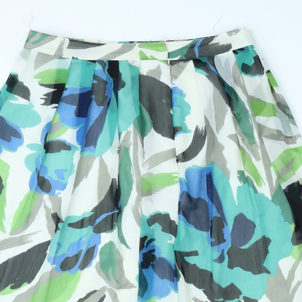 Per Una Womens Ivory Geometric Polyester Swing Skirt Size 10 Zip