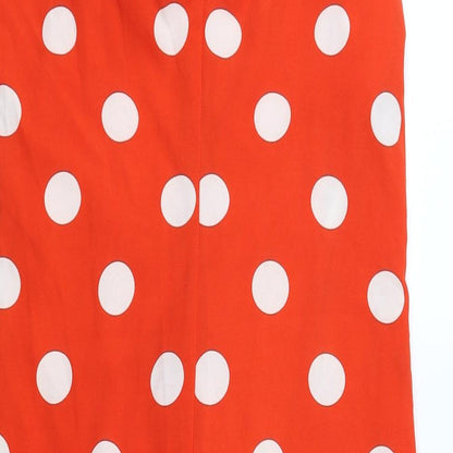 Bachelorette Paris Womens Red Polka Dot Polyester Wrap Dress Size L V-Neck Zip