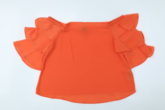 Womens UK Size 14 New Look Orange Basic Blouse