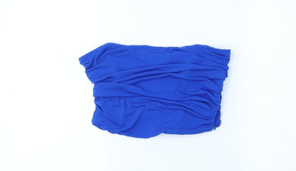 Poll & Bear Womens Blue Polyester Cropped Tank Size M Off the Shoulder - Ruched