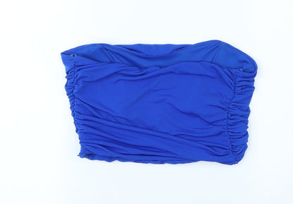 Poll & Bear Womens Blue Polyester Cropped Tank Size M Off the Shoulder - Ruched
