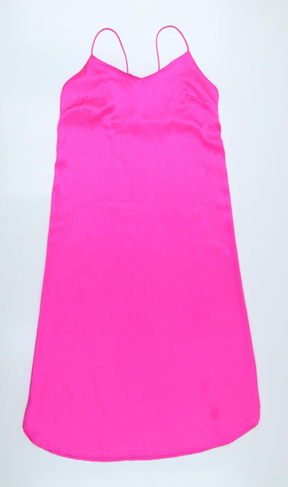 Topshop Womens Pink Polyester Sheath Size 10 Cowl Neck Pullover