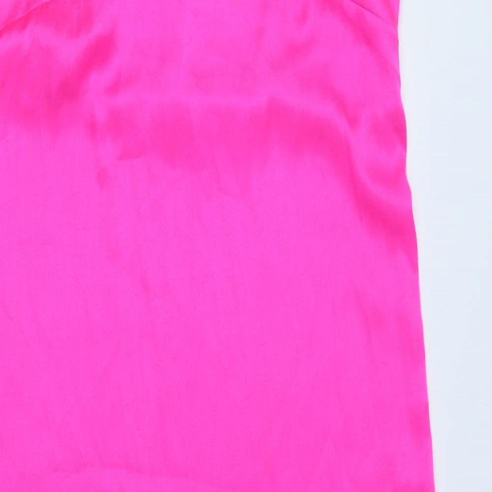 Topshop Womens Pink Polyester Sheath Size 10 Cowl Neck Pullover