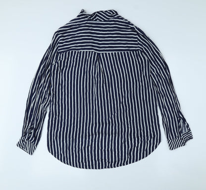 Womens UK Size 8 Zara Blue Basic Button-Up