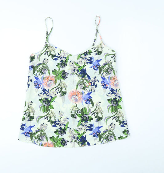 Miss Selfridge Womens White Floral Polyester Camisole Tank Size 8 V-Neck