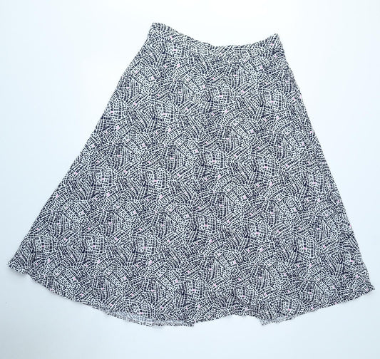 Marks and Spencer Womens White Geometric Viscose A-Line Skirt Size 12 Button