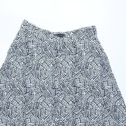 Marks and Spencer Womens White Geometric Viscose A-Line Skirt Size 12 Button