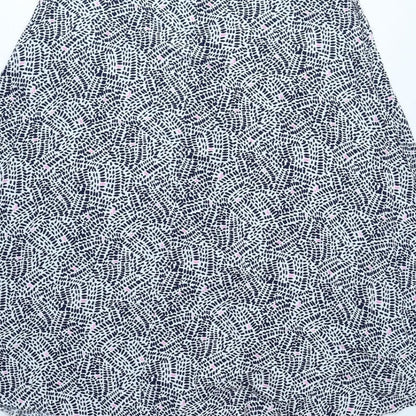 Marks and Spencer Womens White Geometric Viscose A-Line Skirt Size 12 Button