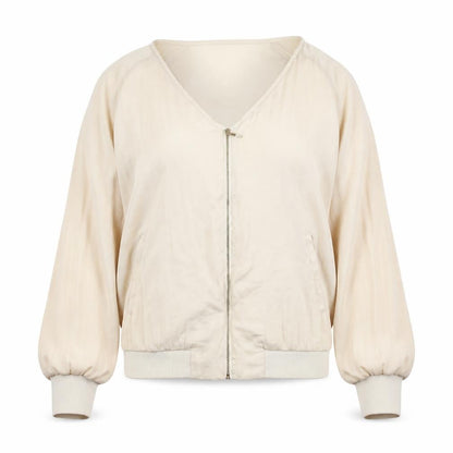 VILA Womens Beige Polyester Full Zip Sweatshirt Size S Zip