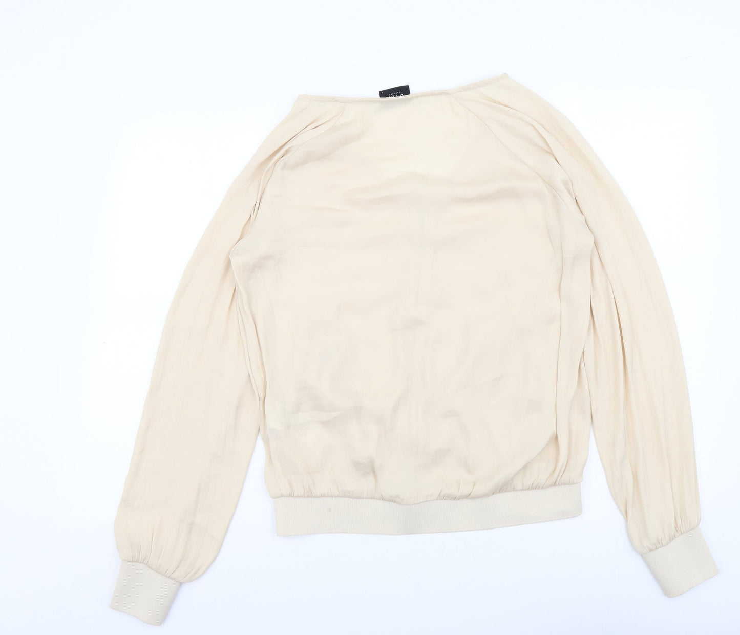 VILA Womens Beige Polyester Full Zip Sweatshirt Size S Zip
