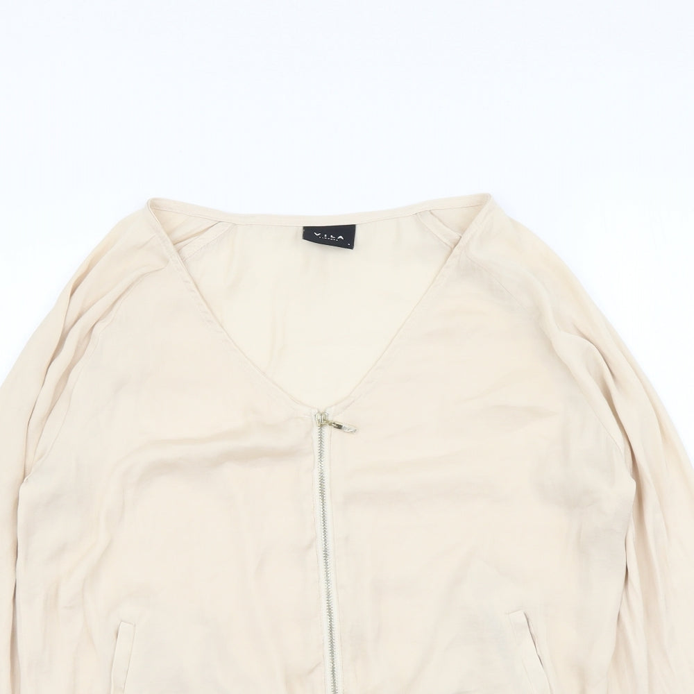 VILA Womens Beige Polyester Full Zip Sweatshirt Size S Zip