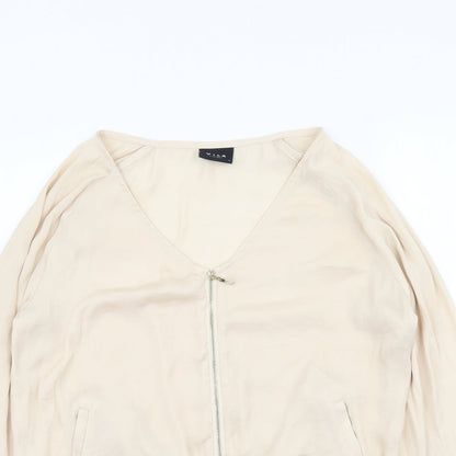 VILA Womens Beige Polyester Full Zip Sweatshirt Size S Zip
