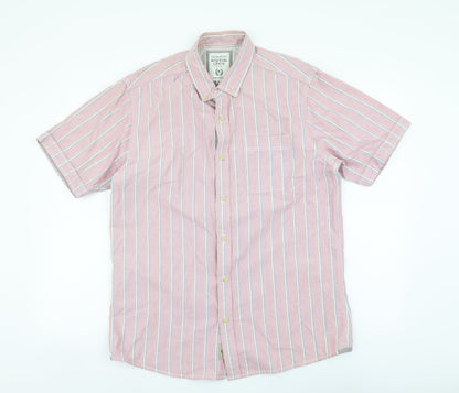Mens UK Size M Boston Crew Pink  Button-Up Short Sleeve Casual Shirt