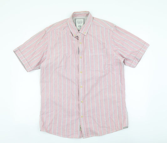 Mens UK Size M Boston Crew Pink  Button-Up Short Sleeve Casual Shirt