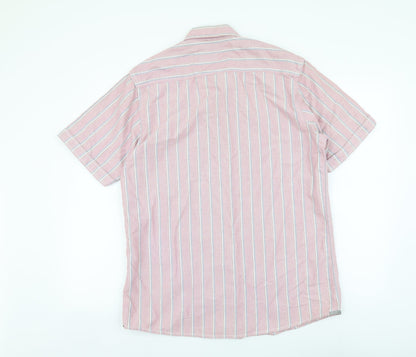 Mens UK Size M Boston Crew Pink  Button-Up Short Sleeve Casual Shirt