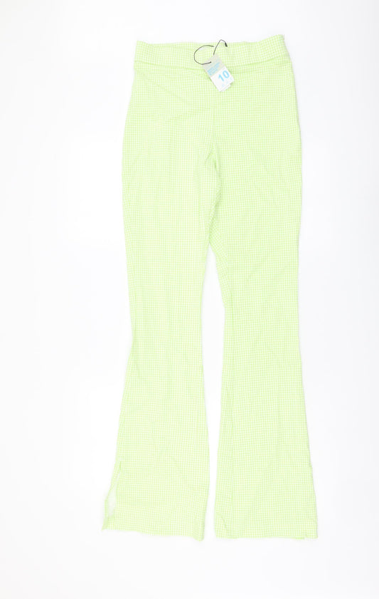 Primark Womens Green Check Viscose Sweatpants Trousers Size 10 L32 in Regular Zip