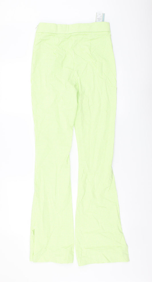 Primark Womens Green Check Viscose Sweatpants Trousers Size 10 L32 in Regular Zip