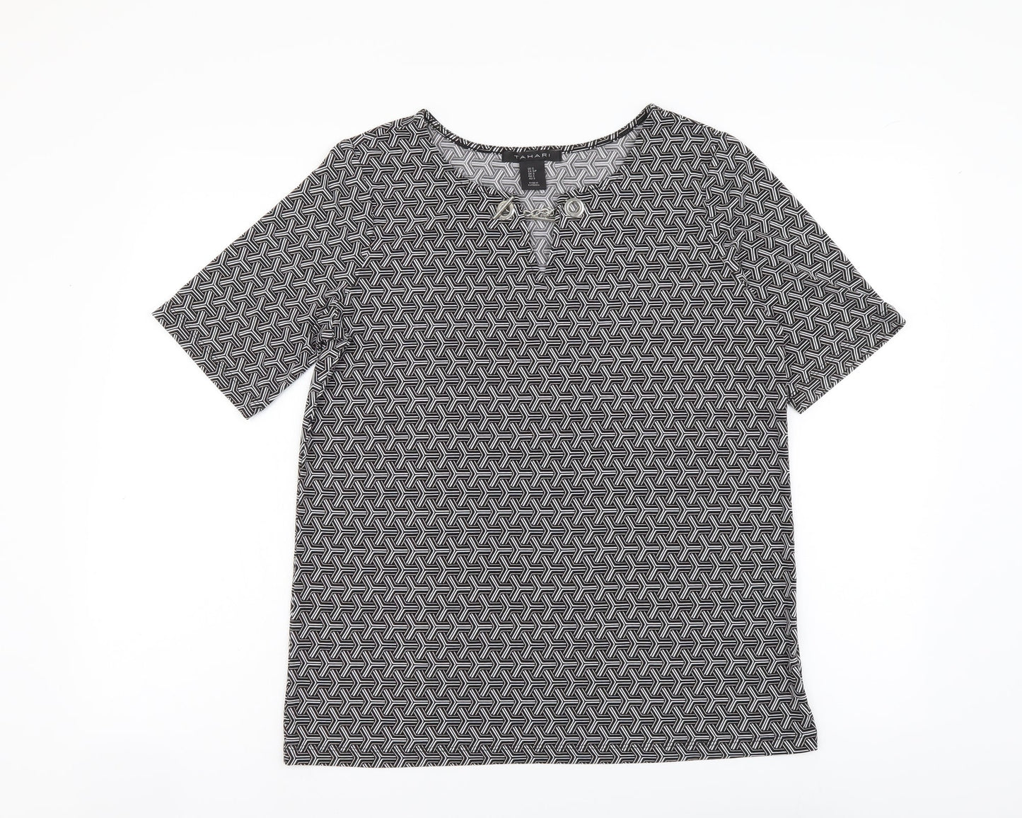 Womens UK Size S Tahari Black Basic T-Shirt