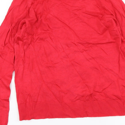 Sfera Casual Womens Red V-Neck Acrylic Pullover Jumper Size XS