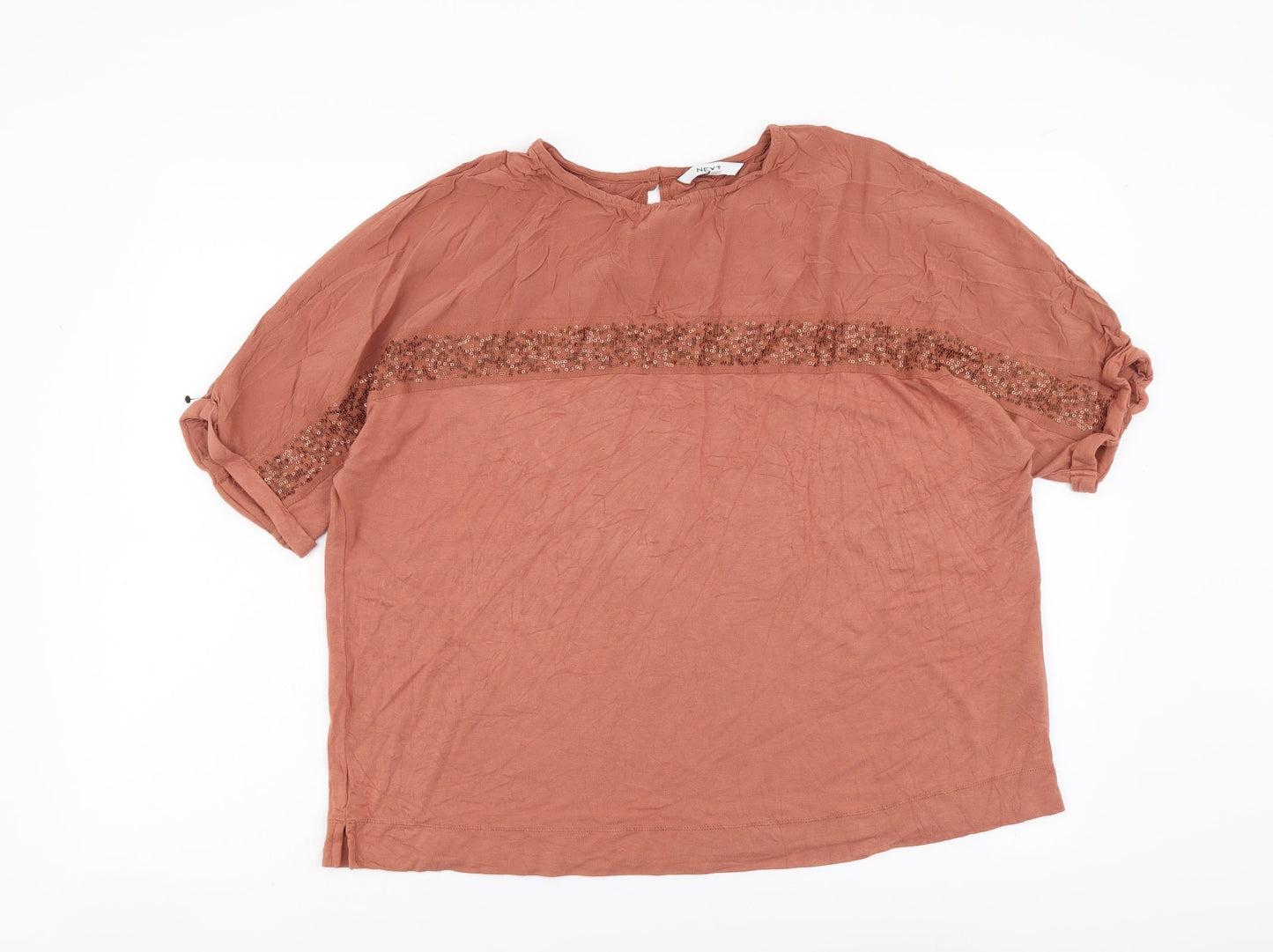 Womens UK Size 14 NEXT Brown Basic Blouse