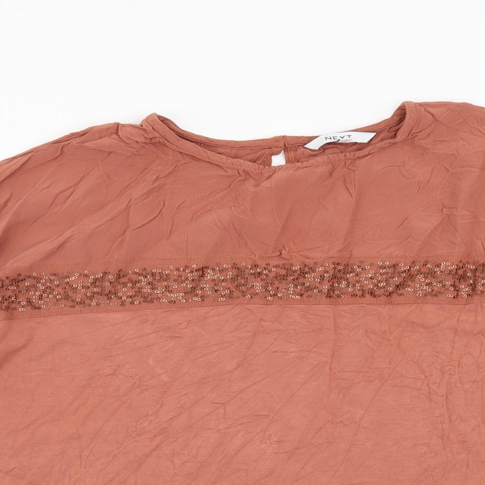 Womens UK Size 14 NEXT Brown Basic Blouse