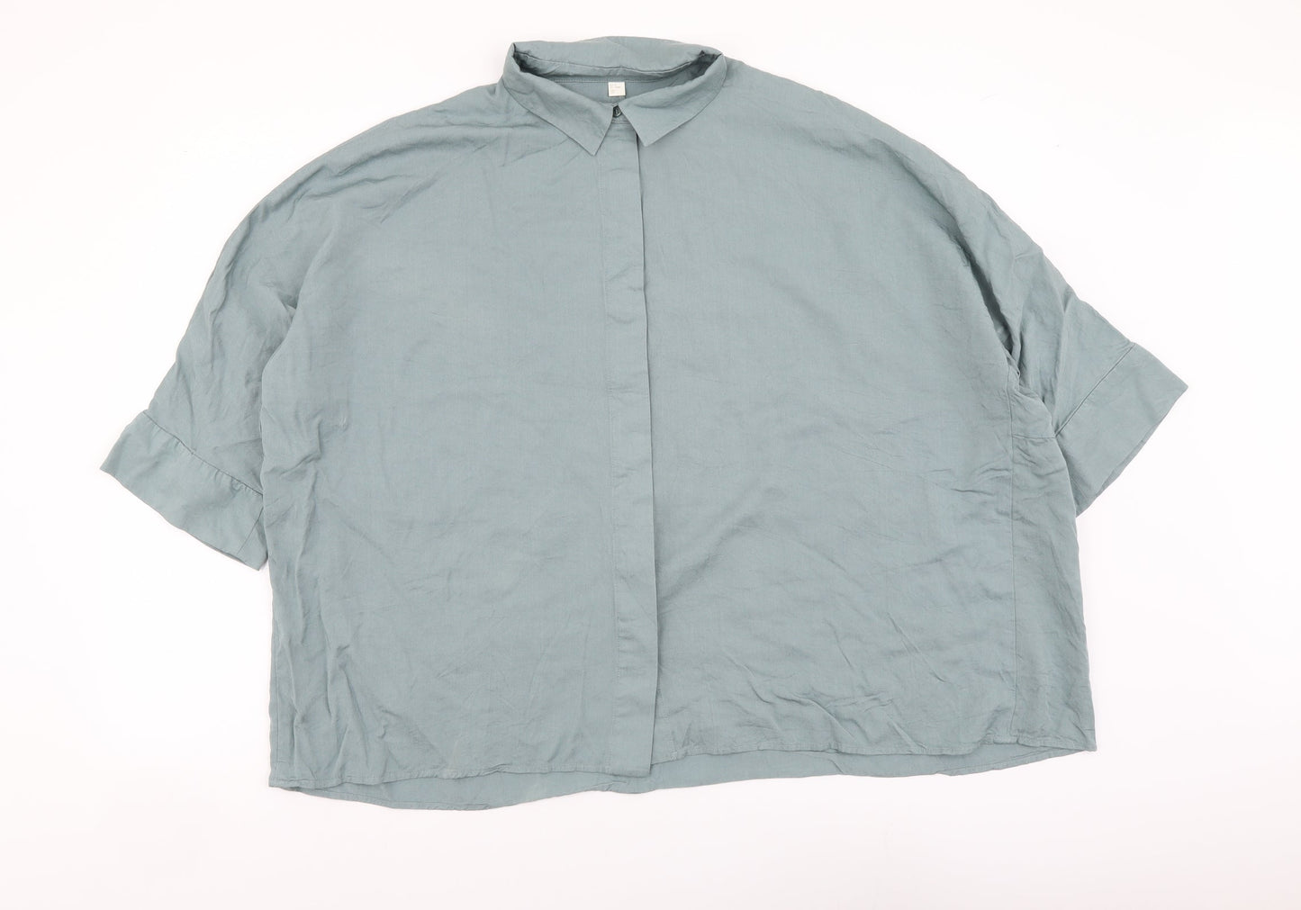 Womens UK Size XS H&M Green Basic Button-Up