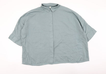 Womens UK Size XS H&M Green Basic Button-Up