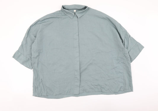 Womens UK Size XS H&M Green Basic Button-Up