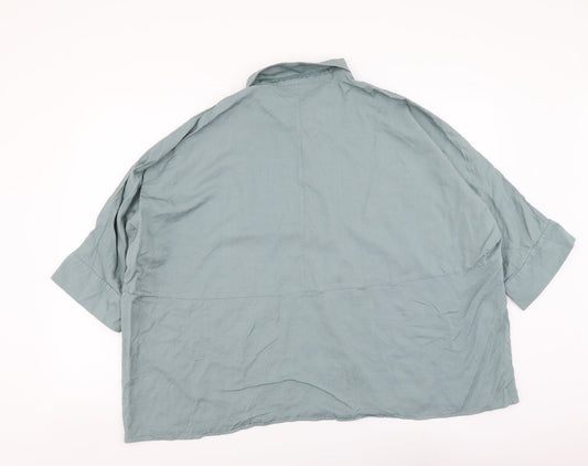 Womens UK Size XS H&M Green Basic Button-Up