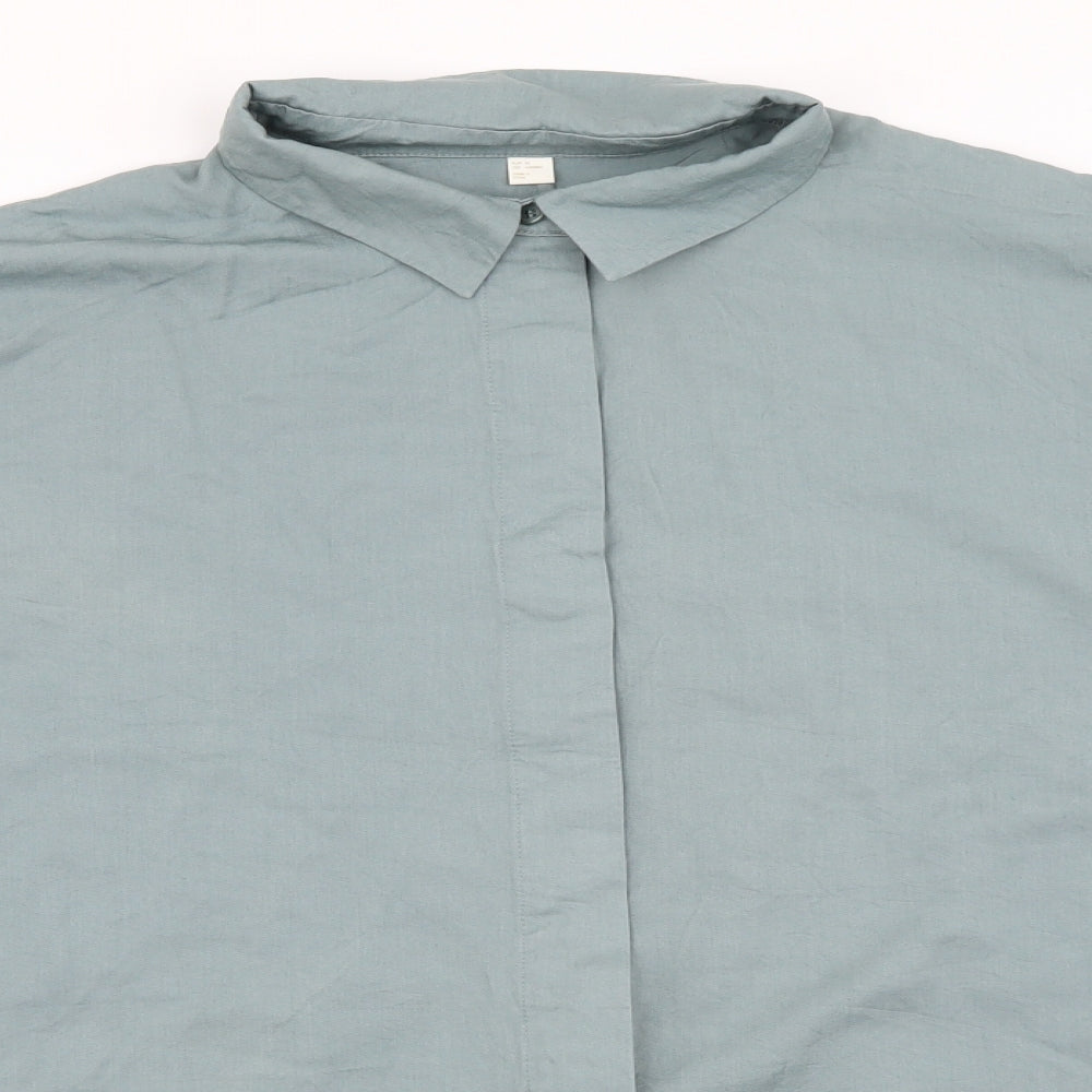 Womens UK Size XS H&M Green Basic Button-Up